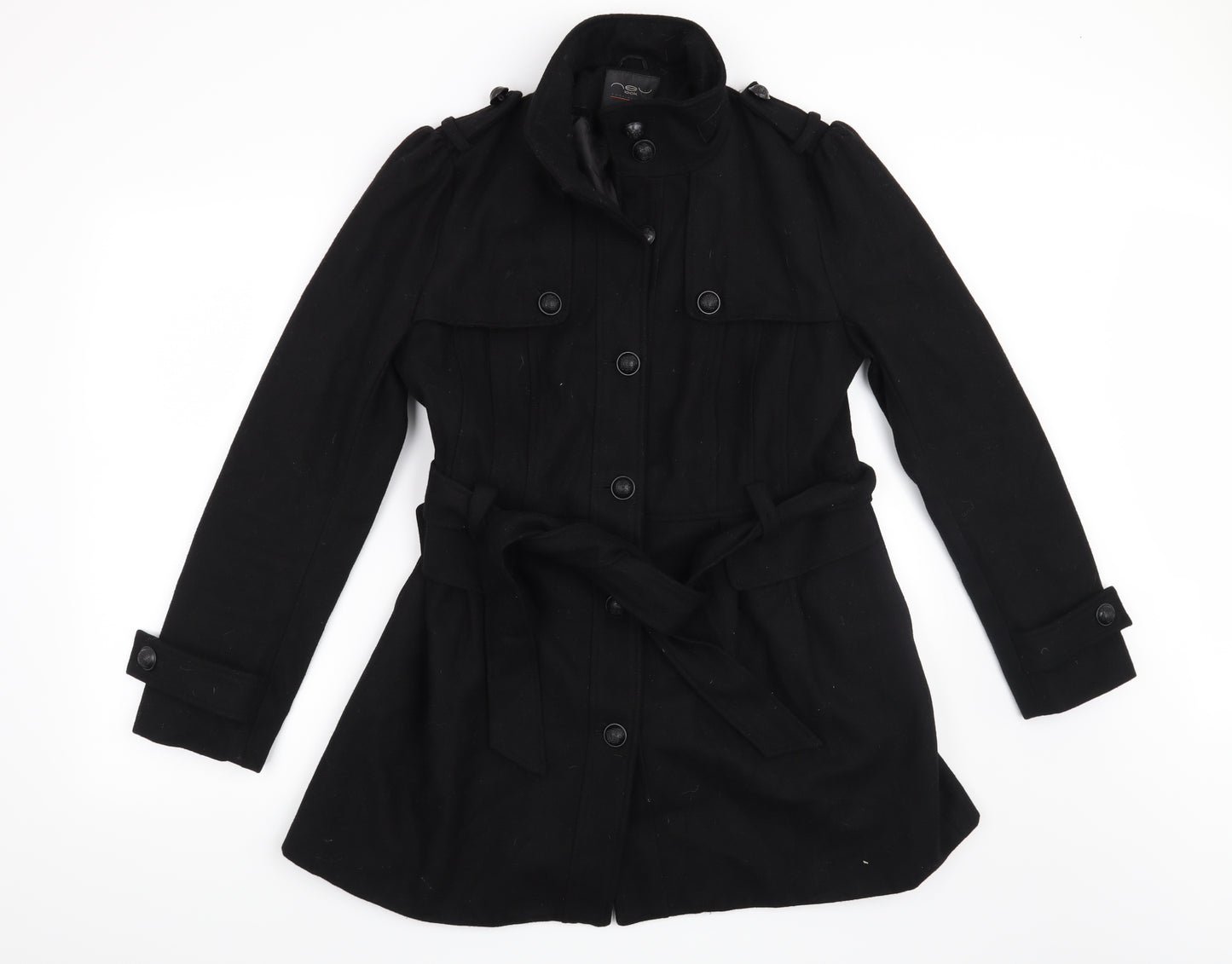 New Look Womens Black   Overcoat Coat Size 14
