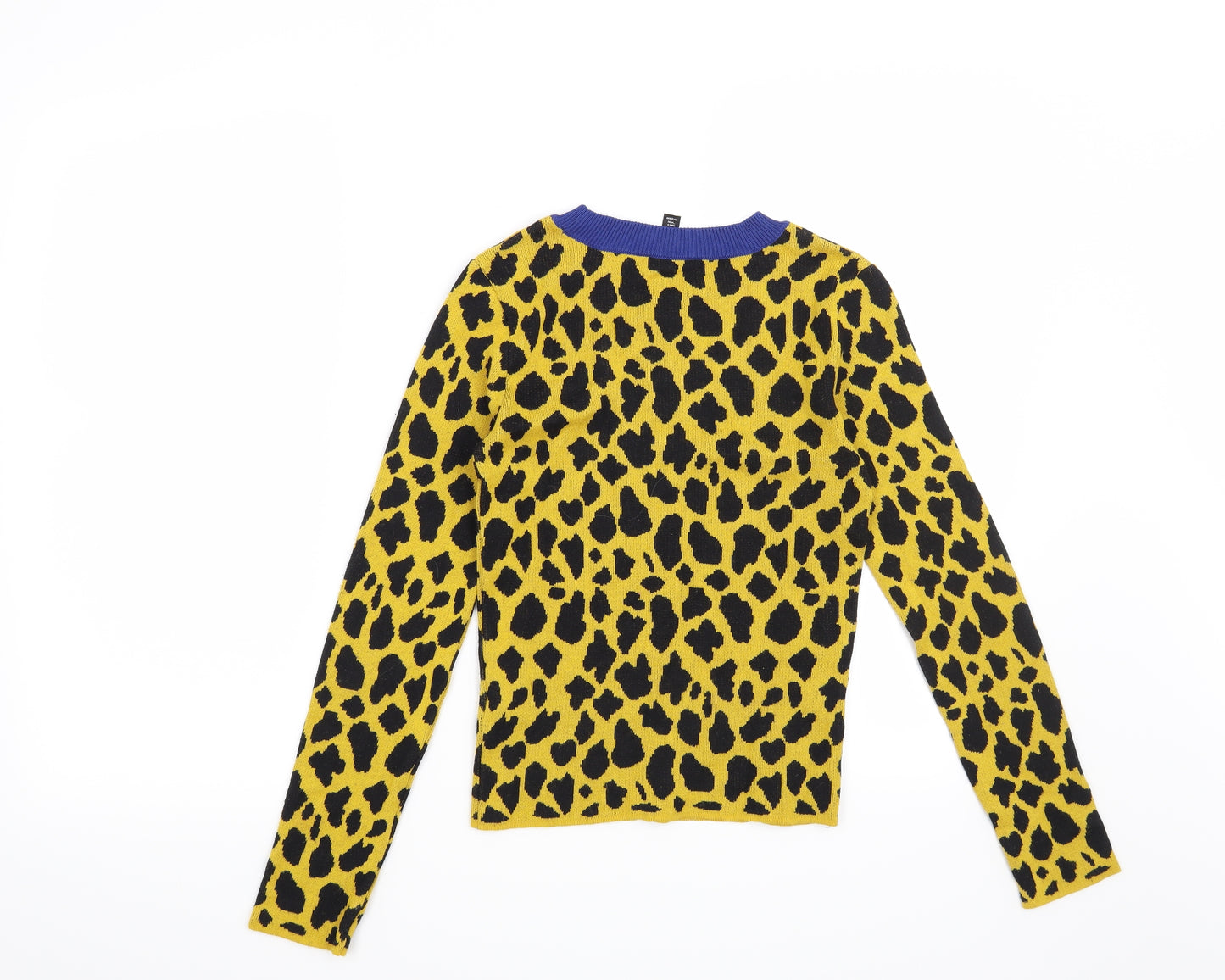 Topshop Womens Yellow Animal Print  Pullover Jumper Size 6