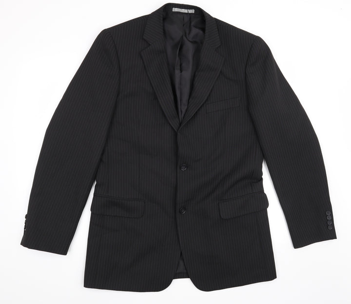 Taylor & Wright Mens Black Striped  Jacket Suit Jacket Size 40