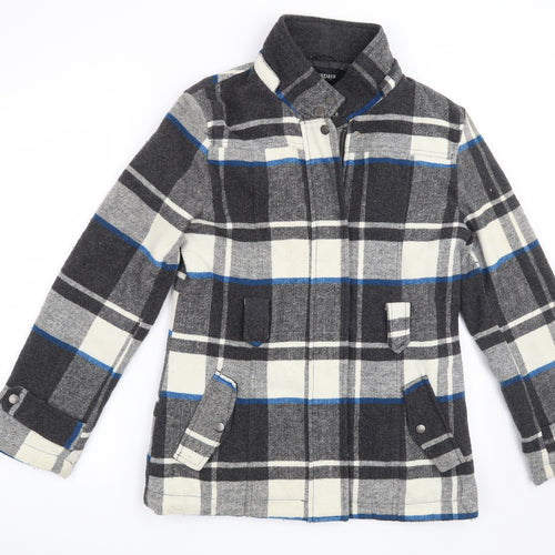 Papaya Womens Grey Check  Overcoat Coat Size 10