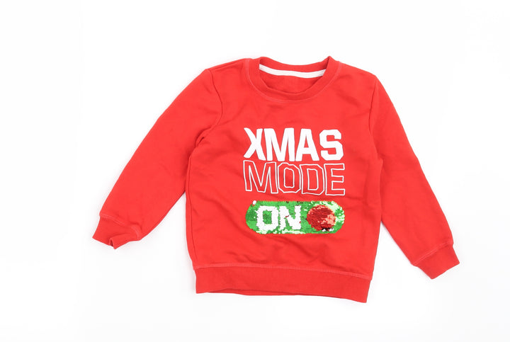 Matalan Boys Red Pullover Sweatshirt Size 2-3 Years - Xmas Mode On