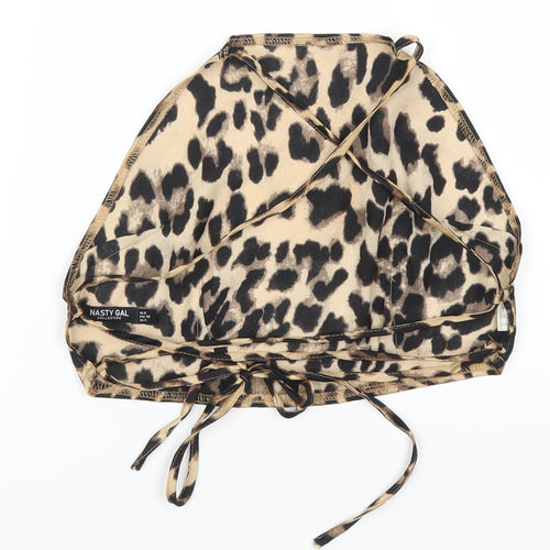 Nasty Gal Womens Brown Animal Print  Cropped Polo Size 8