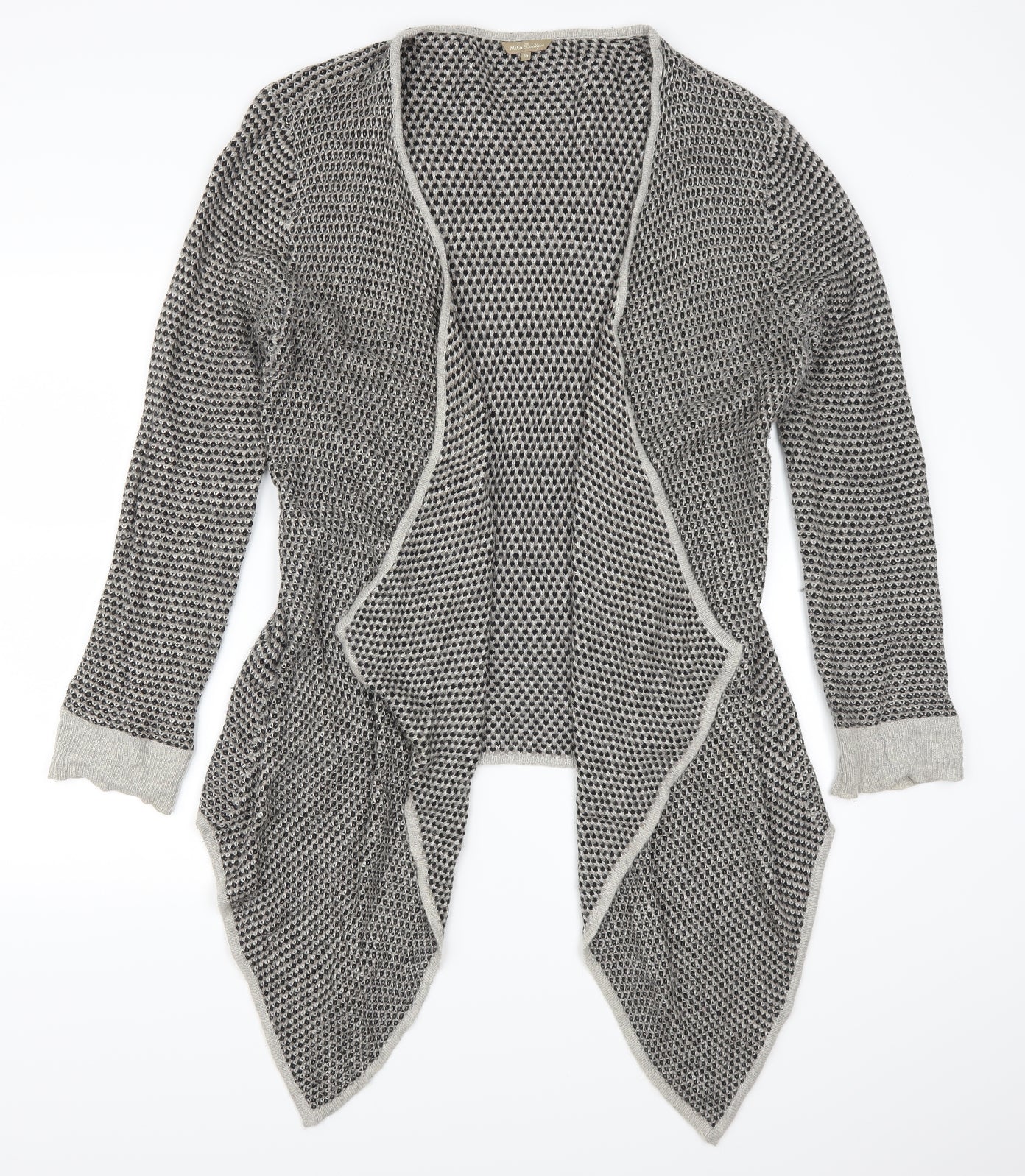 M&Co Womens Grey Geometric  Cardigan Jumper Size 16