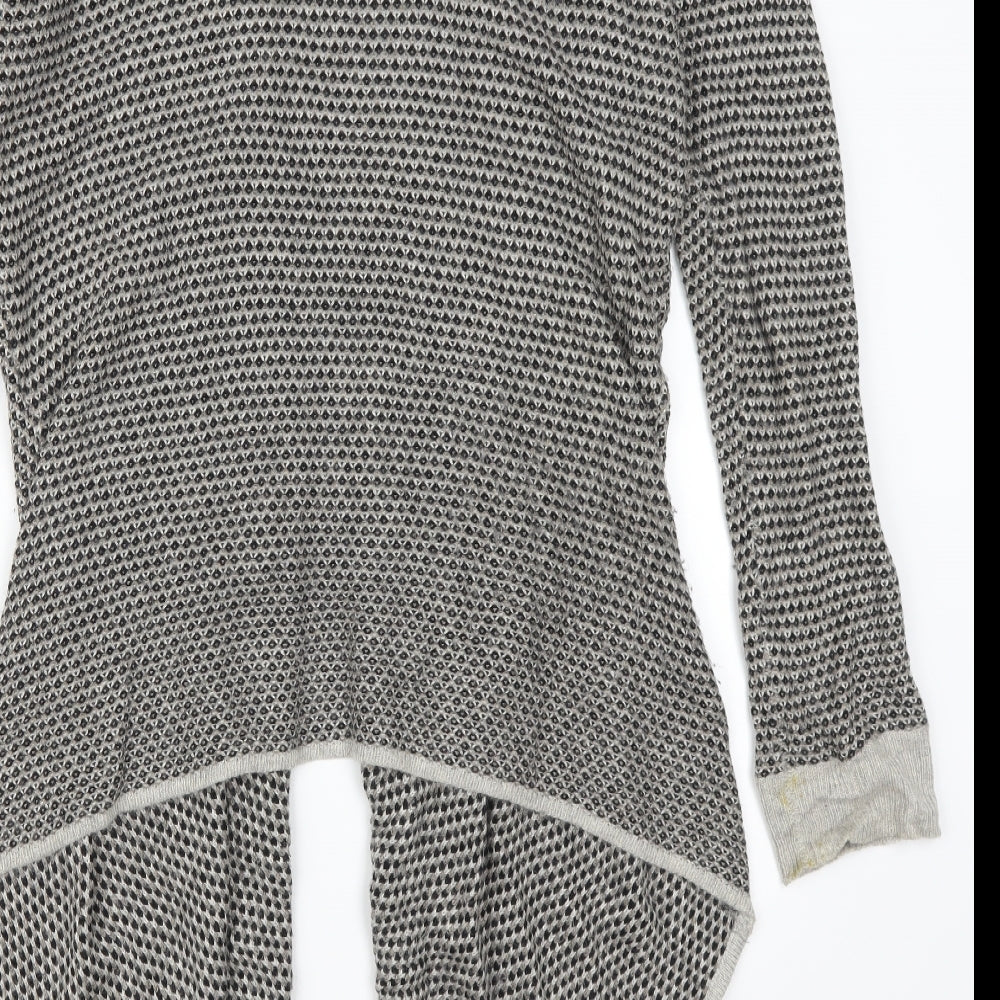 M&Co Womens Grey Geometric  Cardigan Jumper Size 16