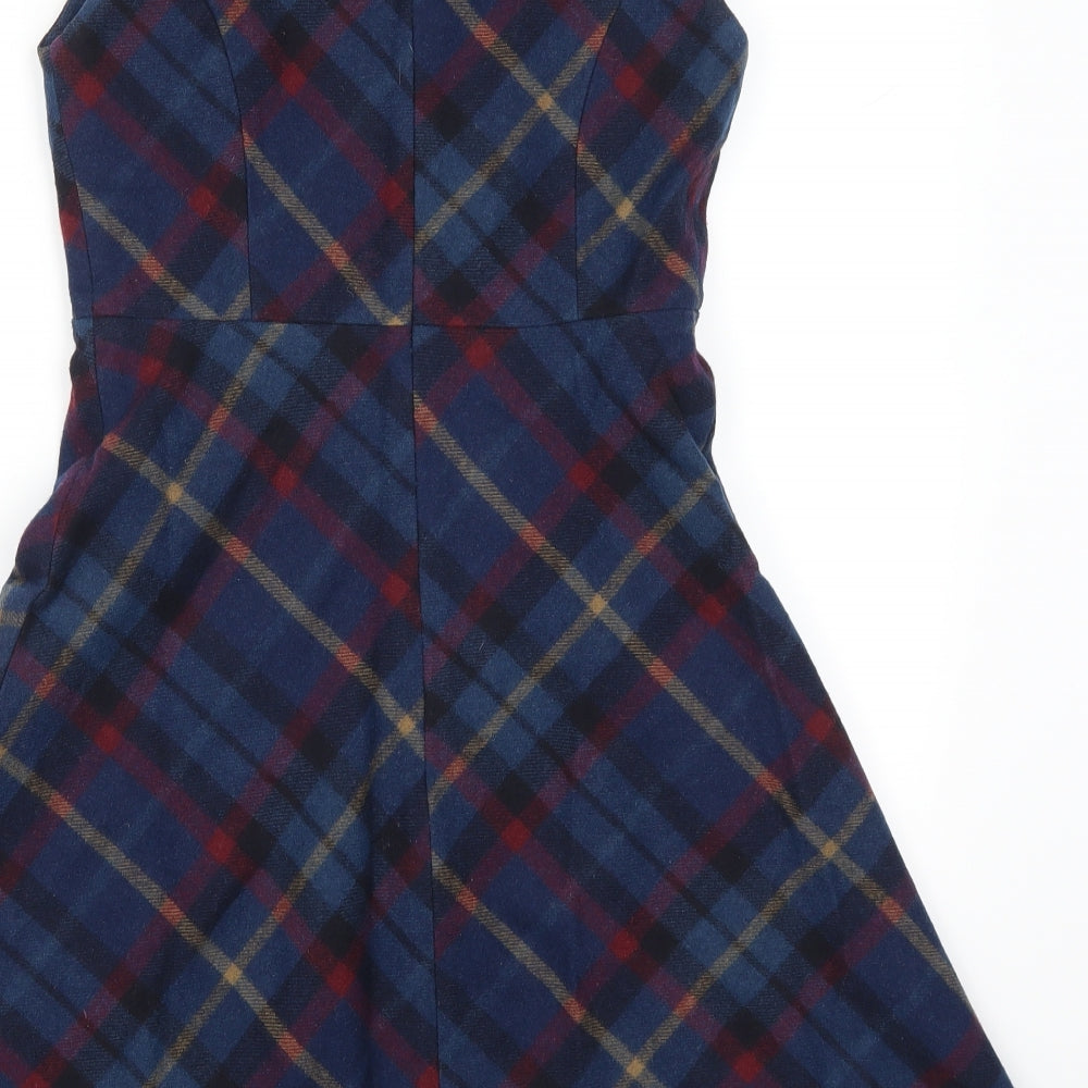 Ness Womens Blue Check  Skater Dress  Size 10