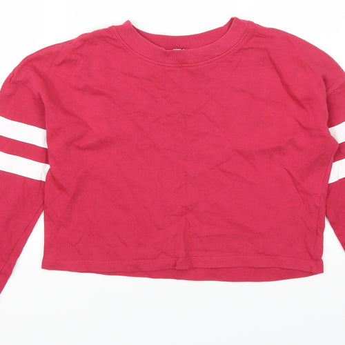 H&M Girls Pink Striped  Pullover Sweatshirt Size 11-12 Years