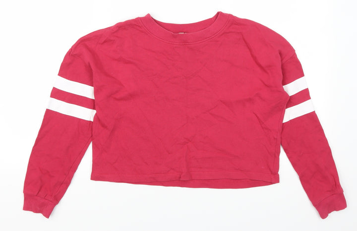 H&M Girls Pink Striped Pullover Sweatshirt Size 11-12 Years