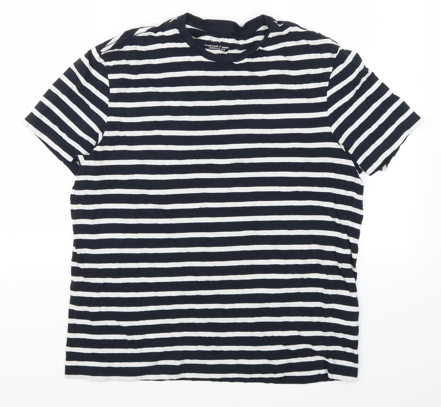 H&M Mens Black Striped   T-Shirt Size M