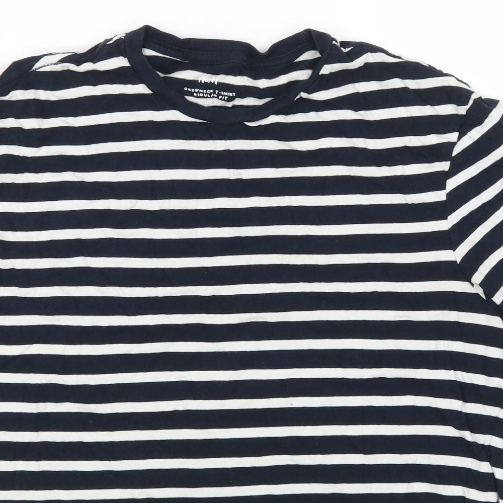 H&M Mens Black Striped   T-Shirt Size M