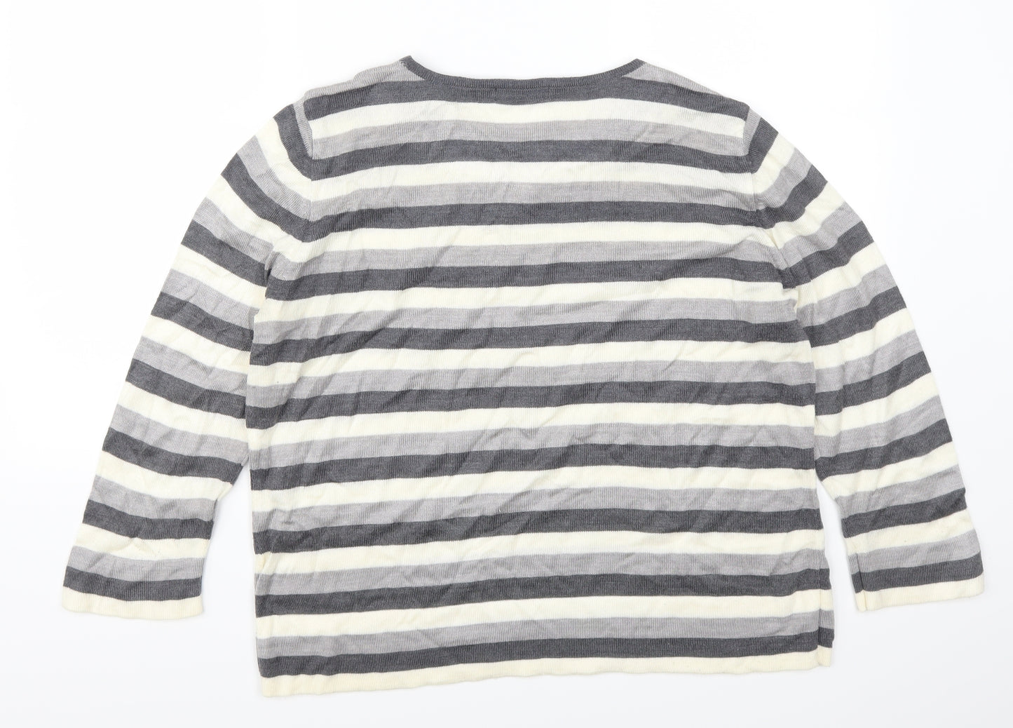 Bonmarché Womens Grey Striped  Pullover Jumper Size M