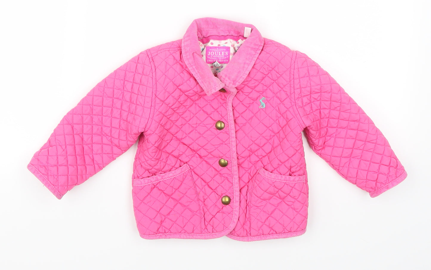 Joules Girls Pink   Quilted Coat Size 12-18 Months