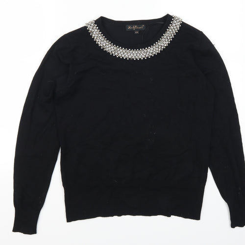 Mudflower Womens Black   Pullover Jumper Size S  - Beaded Collar