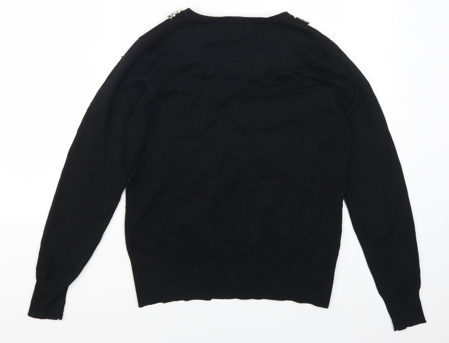 Mudflower Womens Black   Pullover Jumper Size S  - Beaded Collar