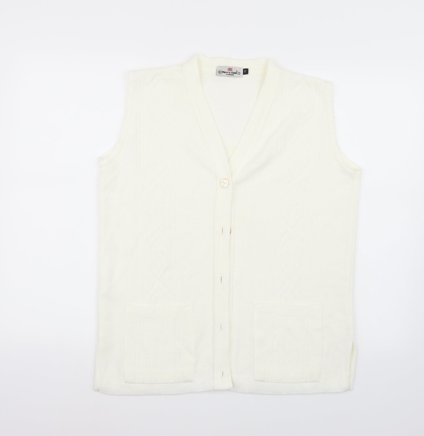 Merry gold Womens White   Cardigan Jumper Size M