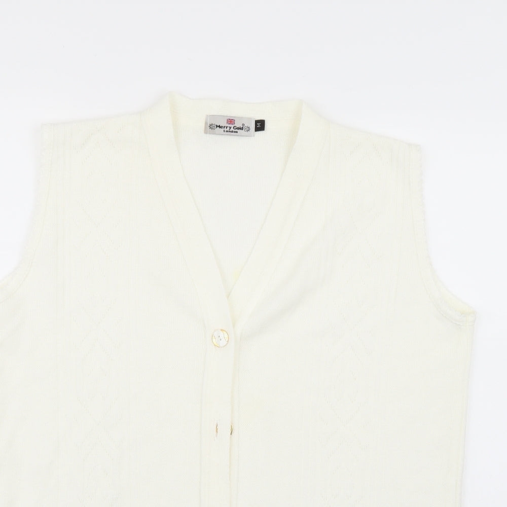 Merry gold Womens White   Cardigan Jumper Size M