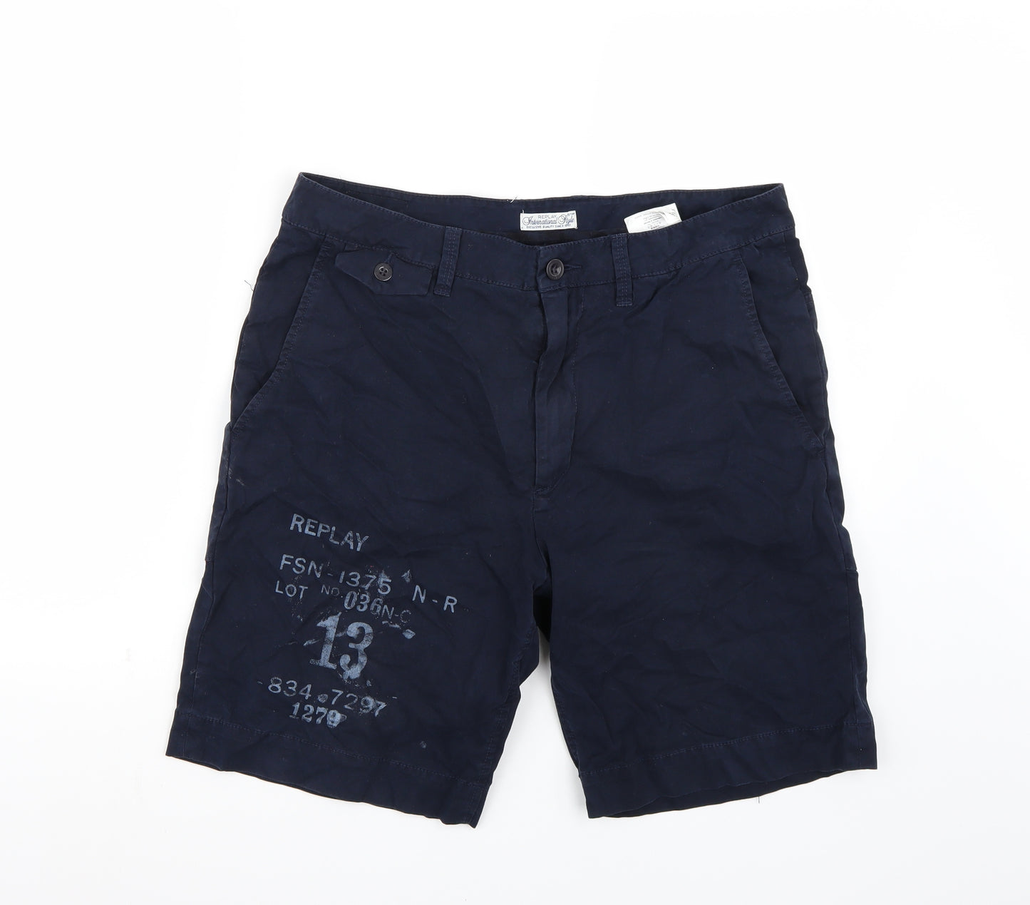 Replay Mens Blue   Chino Shorts Size 32