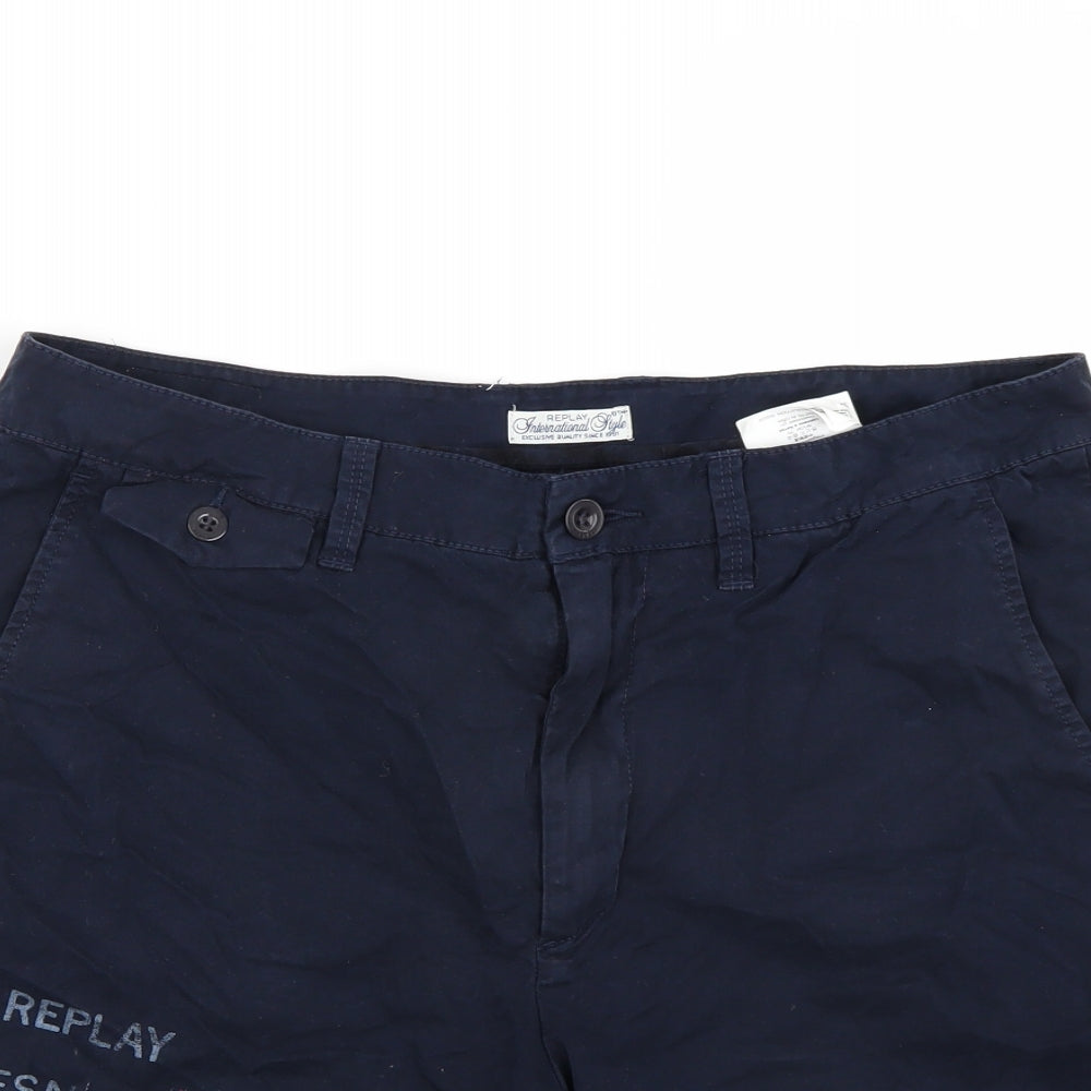 Replay Mens Blue   Chino Shorts Size 32