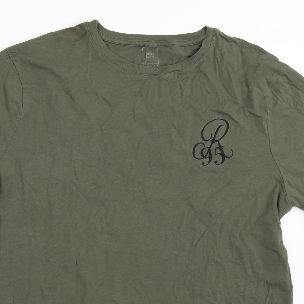 Riverisland Mens Green    T-Shirt Size 2XL