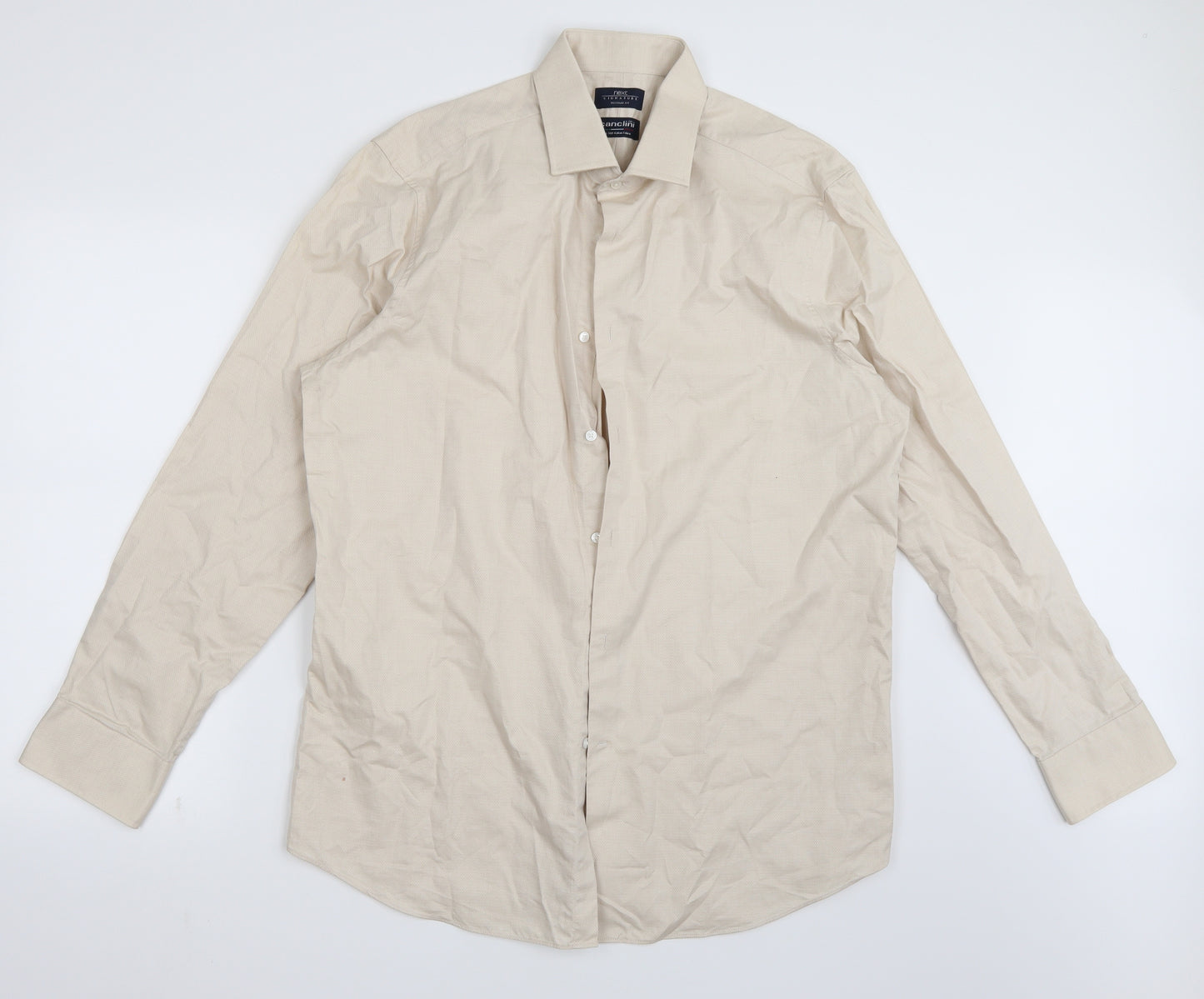 NEXT Mens Beige    Button-Up Size 17