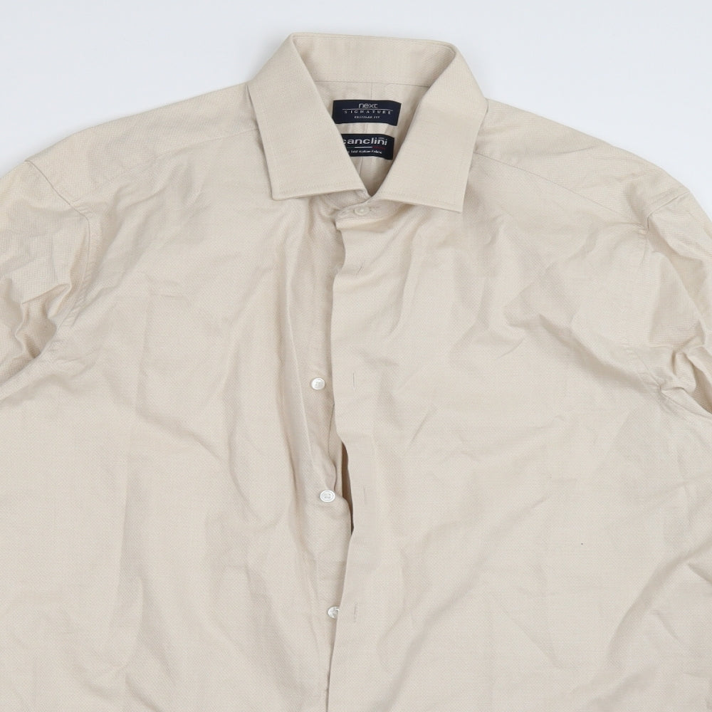 NEXT Mens Beige    Button-Up Size 17