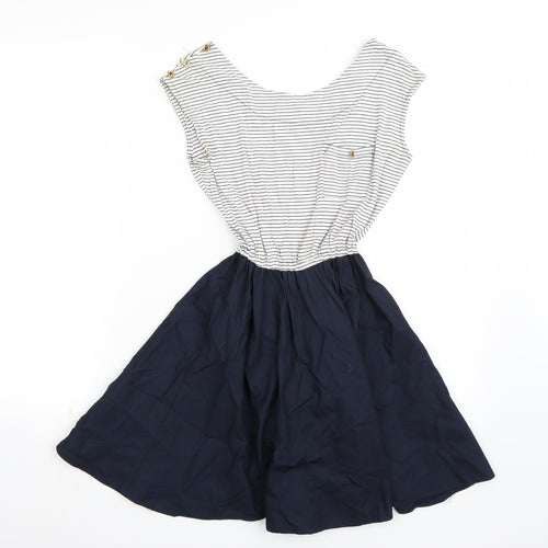 Newlook Womens White Striped  A-Line  Size 8