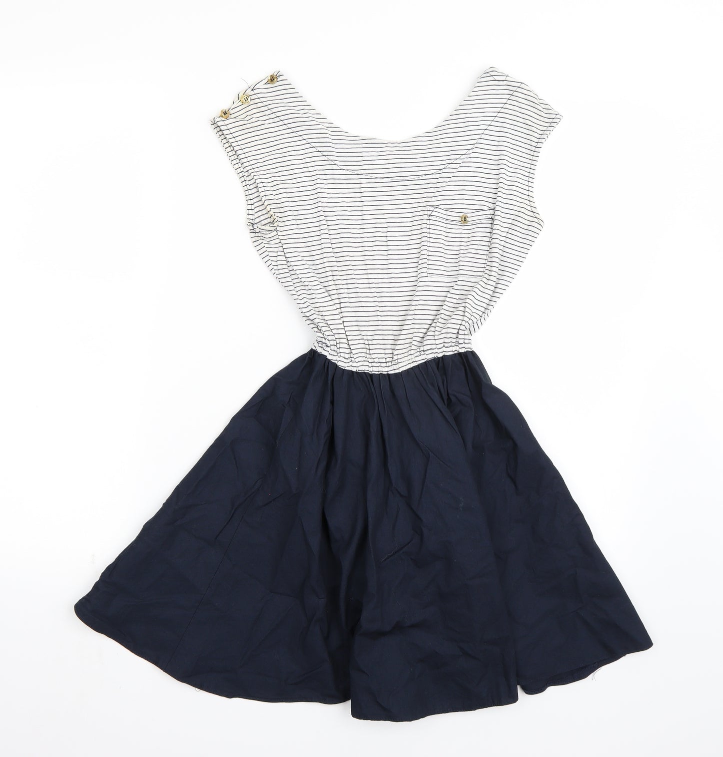 Newlook Womens White Striped  A-Line  Size 8
