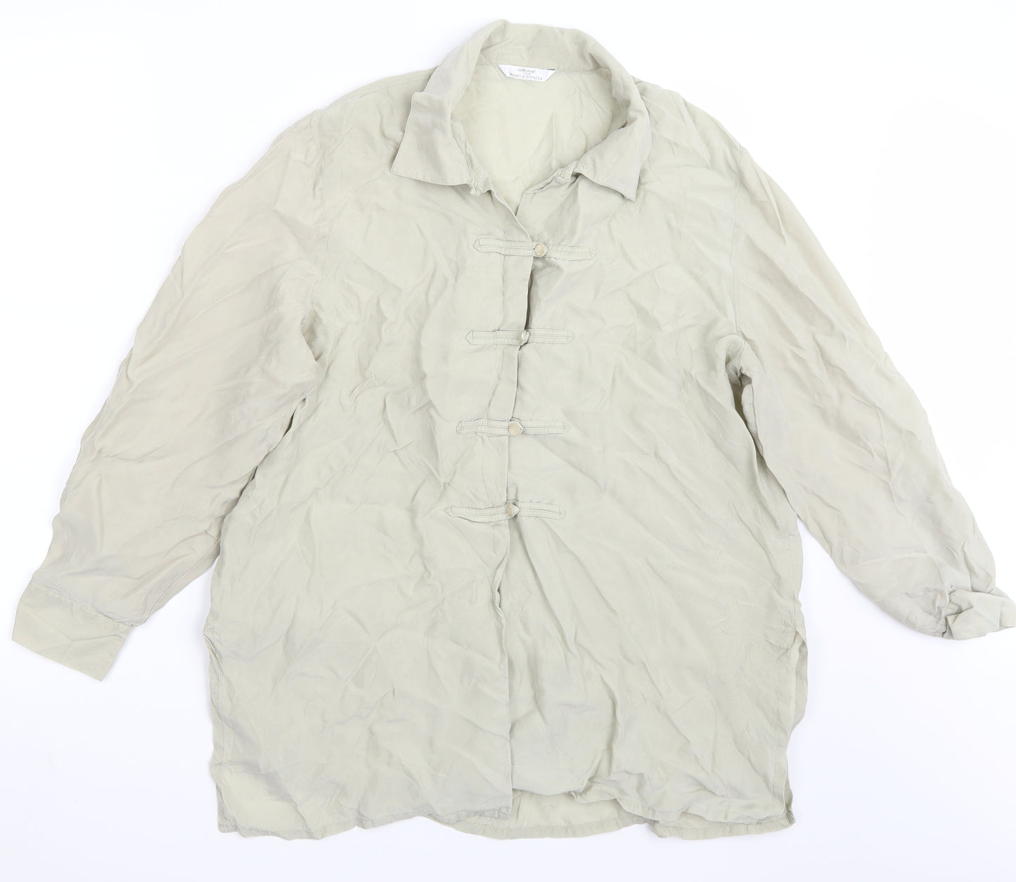 Marks and Spencer Womens Green   Basic Button-Up Size 16