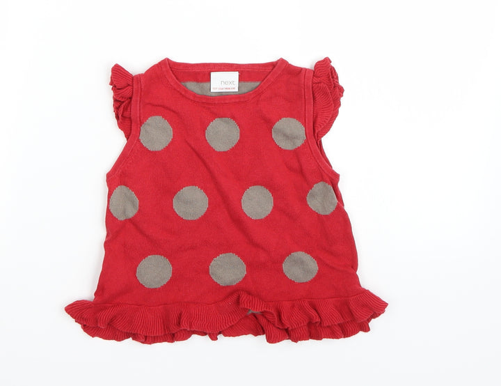 NEXT Girls Red Polka Dot Basic T-Shirt Size 2-3 Years
