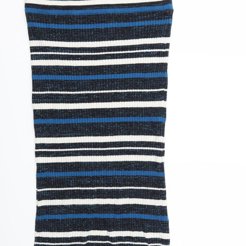 Preworn Womens Blue Striped  Straight & Pencil Skirt Size 30 in