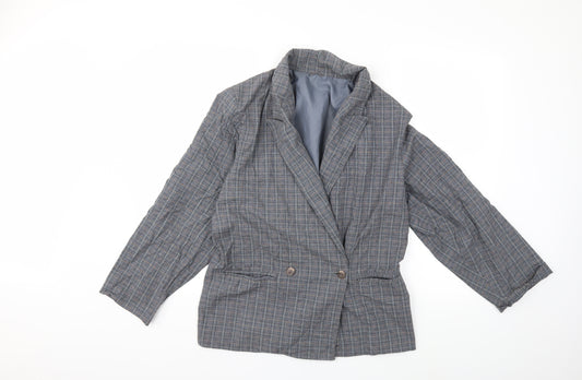 Front view of Principles women’s grey check jacket blazer, size UK 10