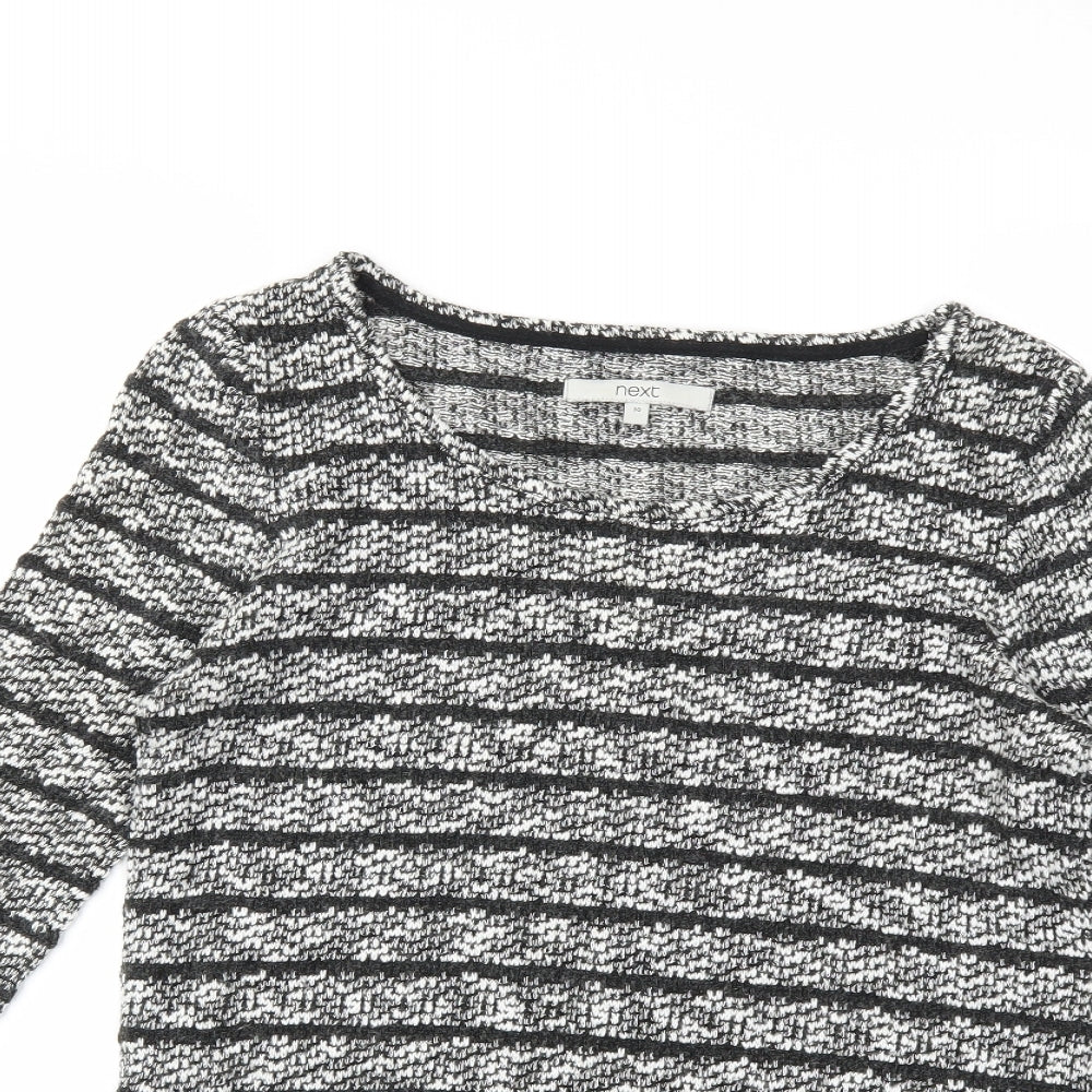 NEXT Womens Black Striped Knit Pullover Jumper Size 10
