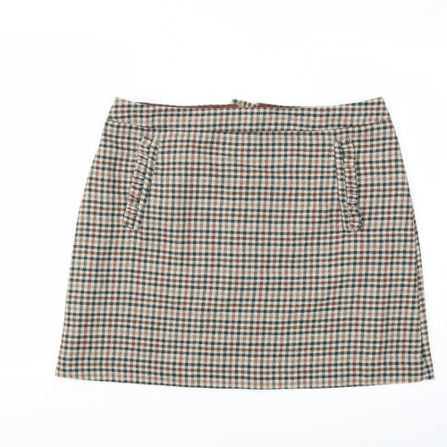 F&F Womens Brown Herringbone  Mini Skirt Size 16