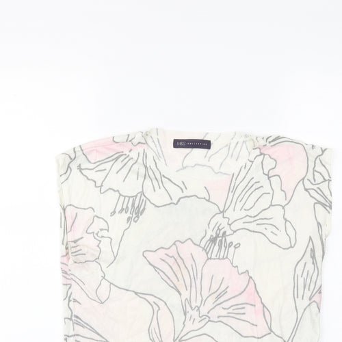 Marks and Spencer Womens White Floral Knit Pullover Jumper Size 12