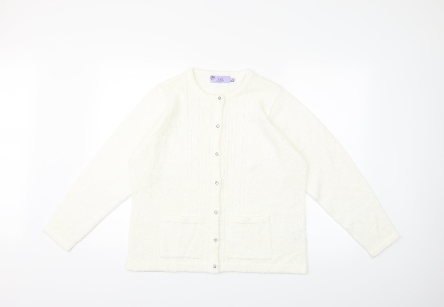 HONOUR MILLBURN Womens White  Knit Cardigan Jumper Size 14