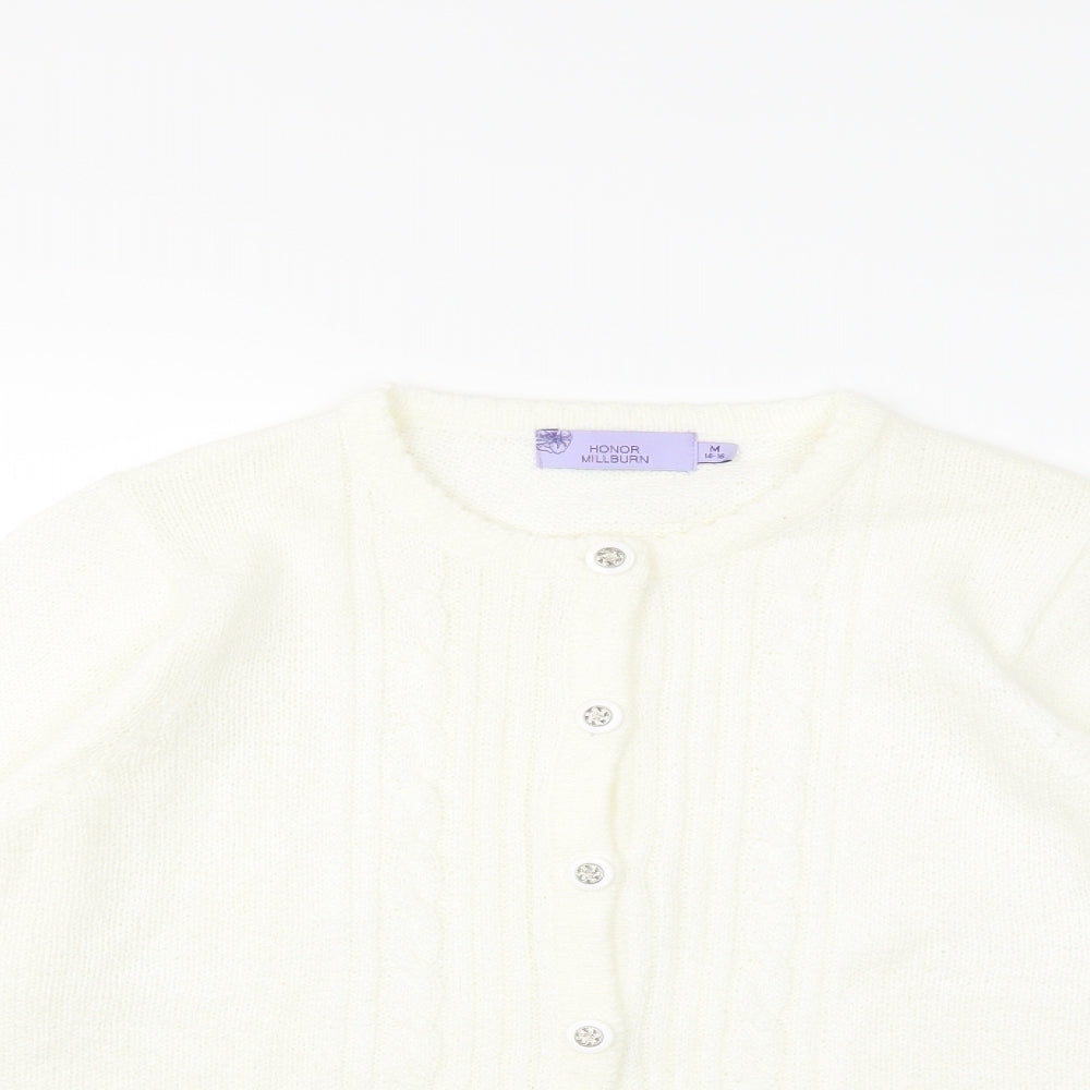 HONOUR MILLBURN Womens White  Knit Cardigan Jumper Size 14