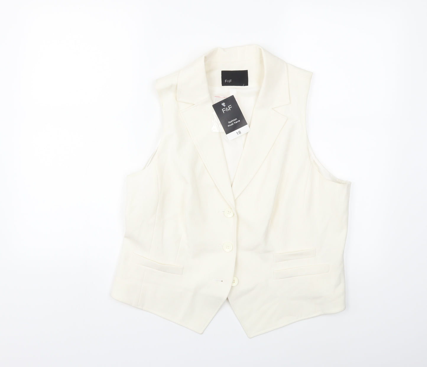 F&F Womens White   Jacket Waistcoat Size 10