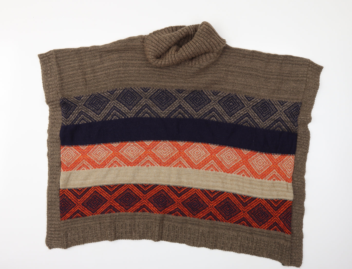 Store Twenty One Womens Brown Striped Knit Pullover Jumper Size L  - poncho