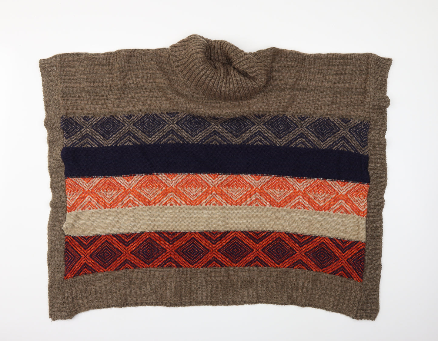 Store Twenty One Womens Brown Striped Knit Pullover Jumper Size L  - poncho