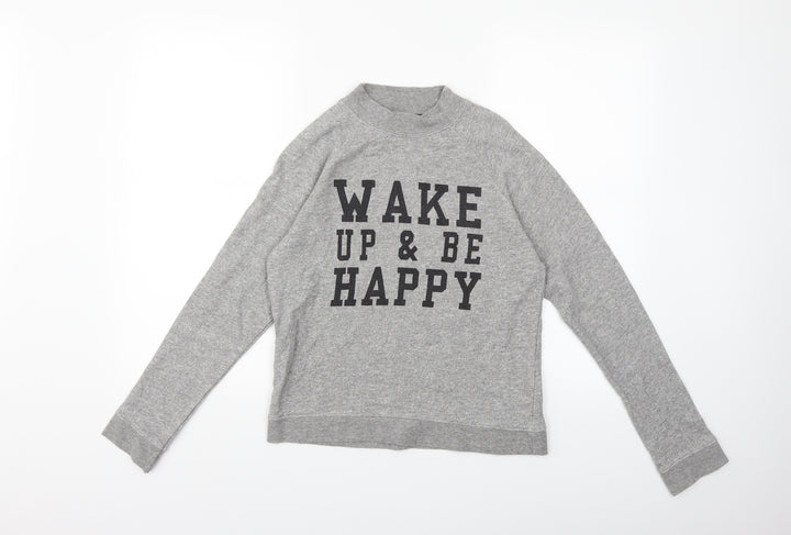 New Look Girls Grey Pullover Sweatshirt Size 12 Years - wake up and be happy