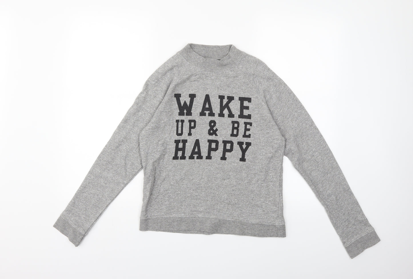 New Look Girls Grey   Pullover Sweatshirt Size 12 Years  - wake up and be happy