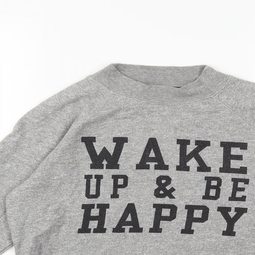 New Look Girls Grey   Pullover Sweatshirt Size 12 Years  - wake up and be happy