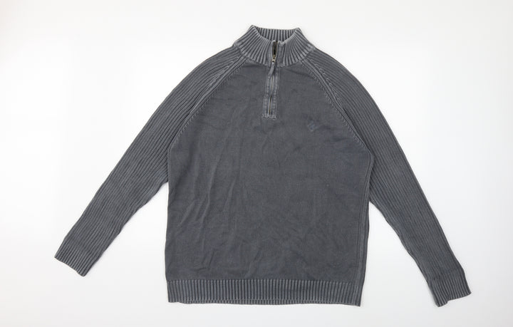 Maine Mens Grey Knit Pullover Jumper Size M