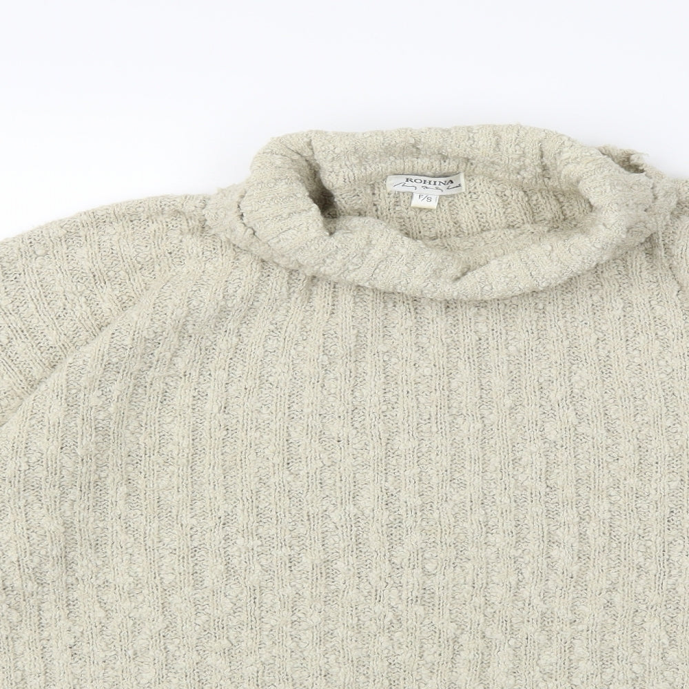 rohina Womens Beige  Knit Pullover Jumper Size S