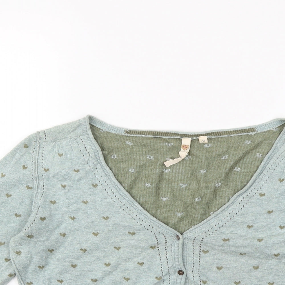 White Stuff Womens Blue  Knit Cardigan Jumper Size 12