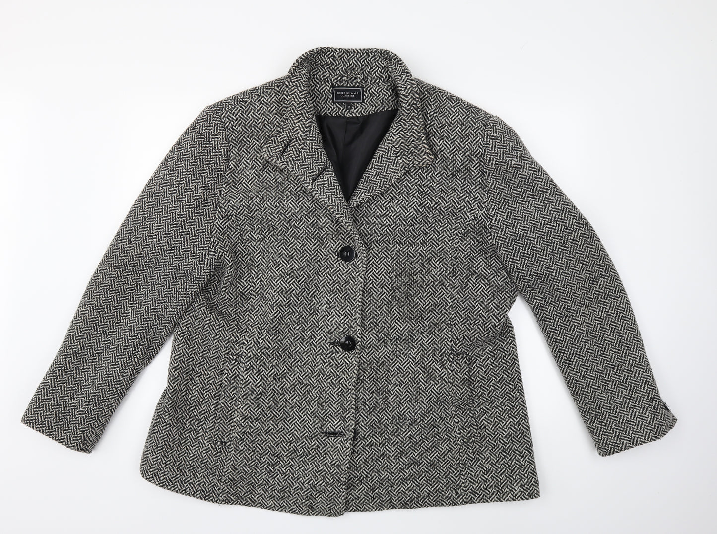 Debenhams Womens Black   Overcoat Coat Size 22