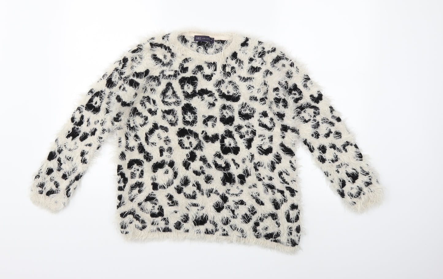 Marks and Spencer Womens Beige Animal Print Knit Pullover Jumper Size 8