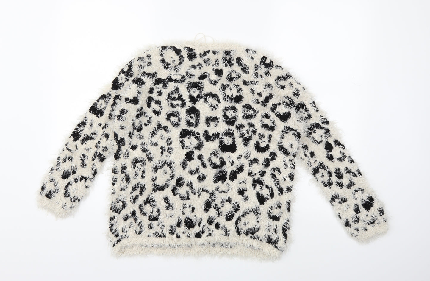 Marks and Spencer Womens Beige Animal Print Knit Pullover Jumper Size 8