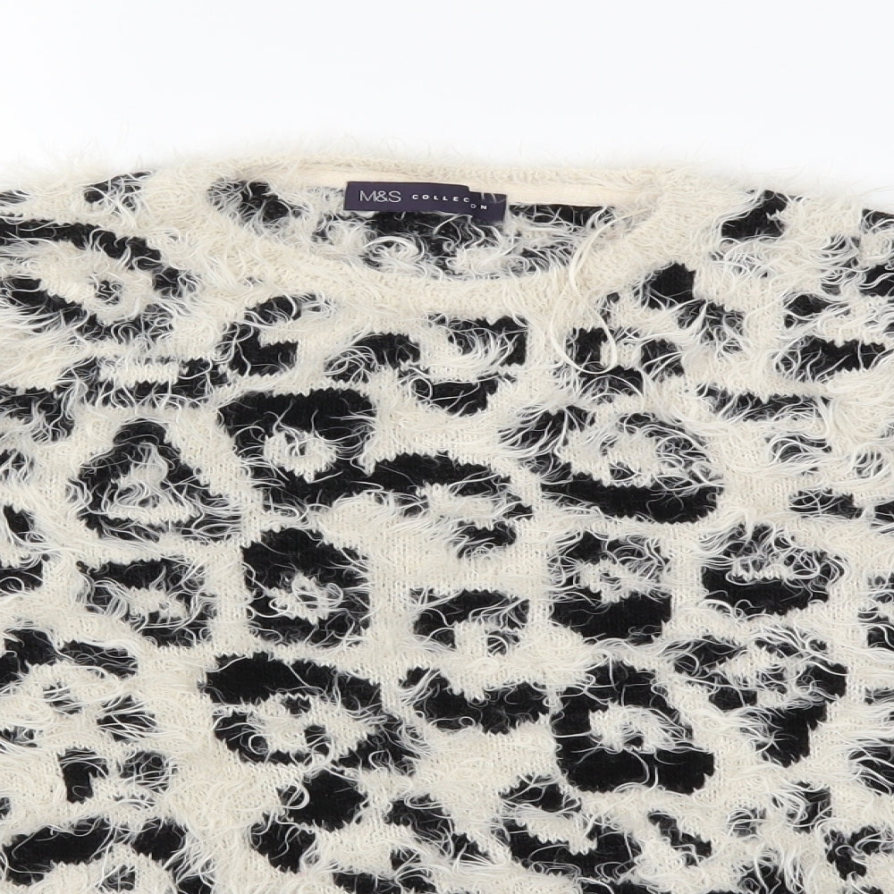 Marks and Spencer Womens Beige Animal Print Knit Pullover Jumper Size 8