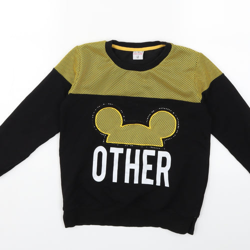 Preworn Girls Black   Pullover Sweatshirt Size 7-8 Years