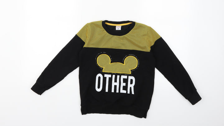 Preworn Girls Black Pullover Sweatshirt Size 7-8 Years